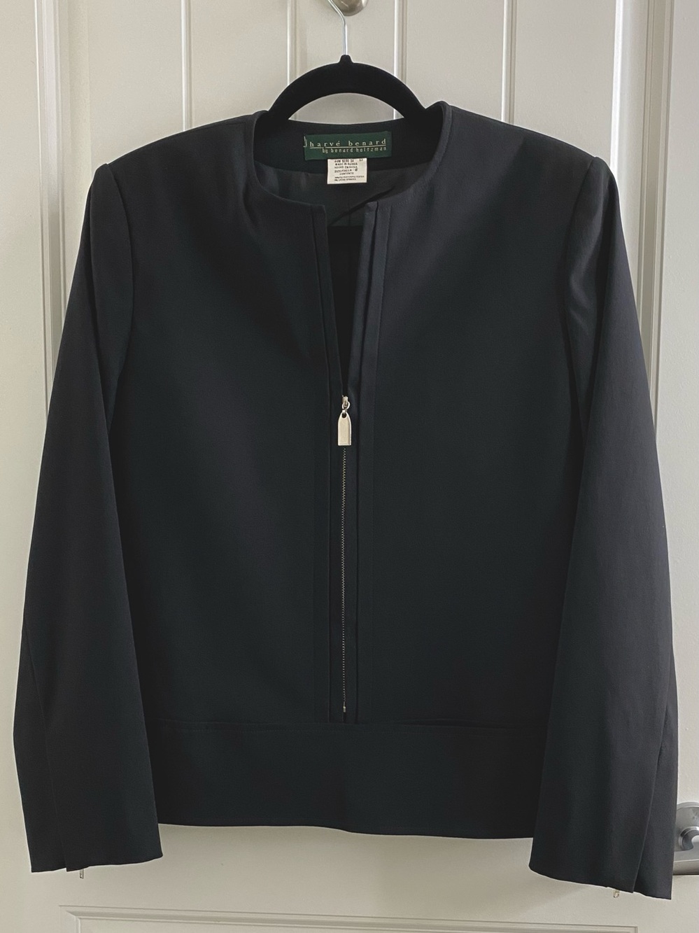 Harve Benard Black Collarless Zip Jacket